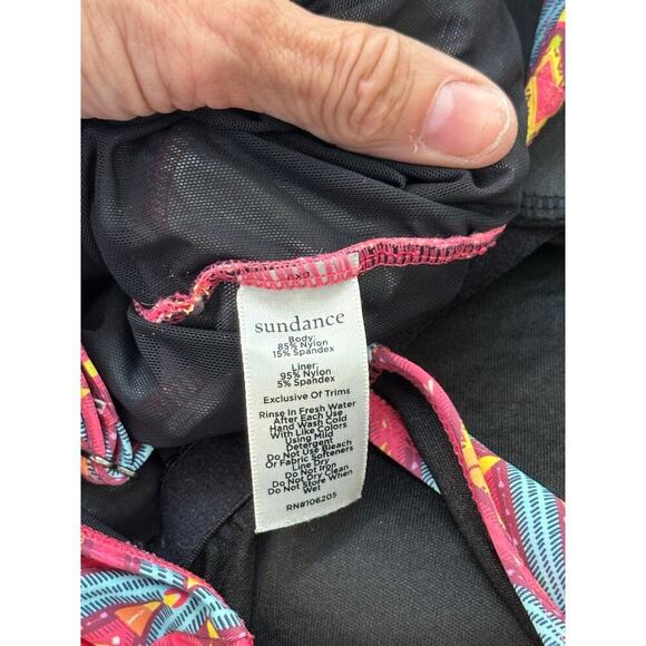 Sundance Women's Pink & Yellow Floral V-Neck One Piece Swimwear Size XL - Picture 6 of 6